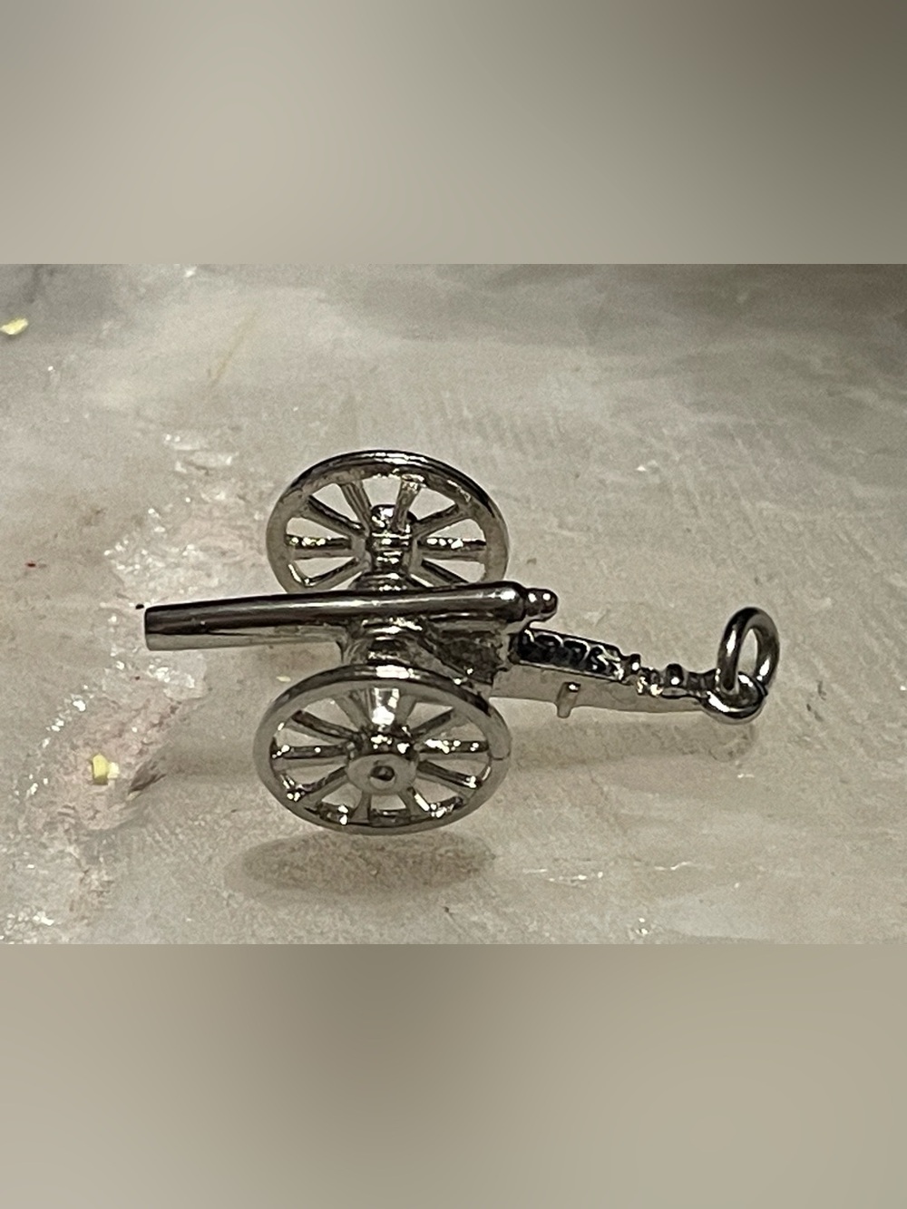 Vintage 3D Silver Tone War Cannon Charm Pendant #8992
